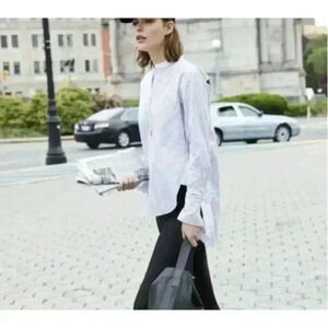 Rag & Bone Dylan Tie Sleeve Striped Blouse Women XS Tunic Top Poplin Shirt 278